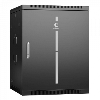 Cabeus SH-05F-15U60/35m-R-BK Шкаф телекоммуникационный настенный разобранный 19" 15U 600x350x769mm (ШхГхВ) дверь металл, цвет черный (RAL 9004)