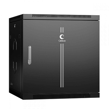 Cabeus SH-05F-12U60/45m-R-BK Шкаф телекоммуникационный настенный разобранный 19" 12U 600x450x635mm (ШхГхВ) дверь металл, цвет черный (RAL 9004)